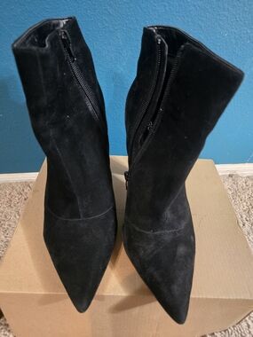 BCBGeneration Black Pointed Toe Mid-Calf Suede Boots